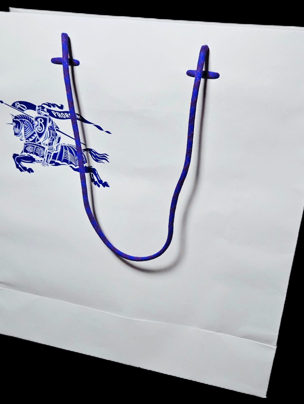 NEW Burberry XL White Blue Paper Shopping Bag 16.5" Gift Tote Handbag Storage - Picture 4 of 15